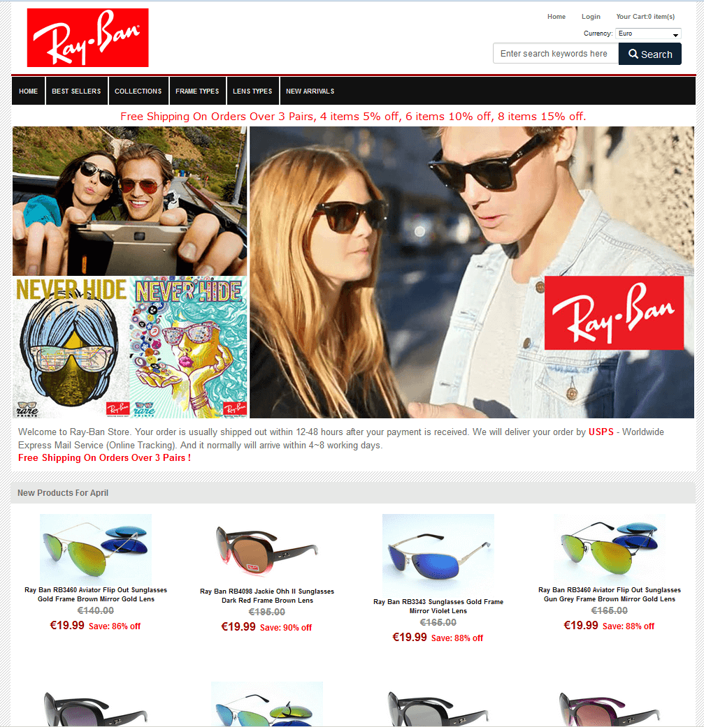 Screenshot einer Ray-Ban Webshop Kopie Screenshot einer Ray-Ban Webshop Kopie