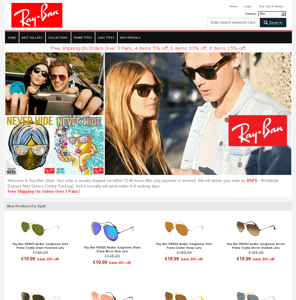 Screenshot einer Ray-Ban Webshop Kopie Screenshot einer Ray-Ban Webshop Kopie