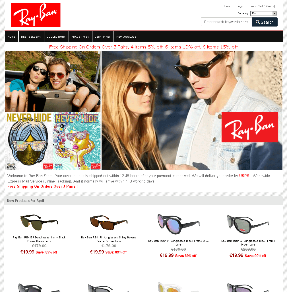 Screenshot einer Ray-Ban Webshop Kopie Screenshot einer Ray-Ban Webshop Kopie