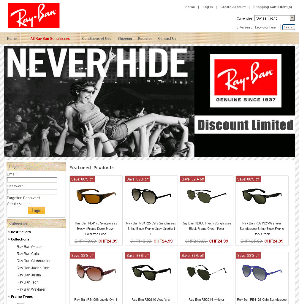 Screenshot einer Ray-Ban Webshop Kopie Screenshot einer Ray-Ban Webshop Kopie