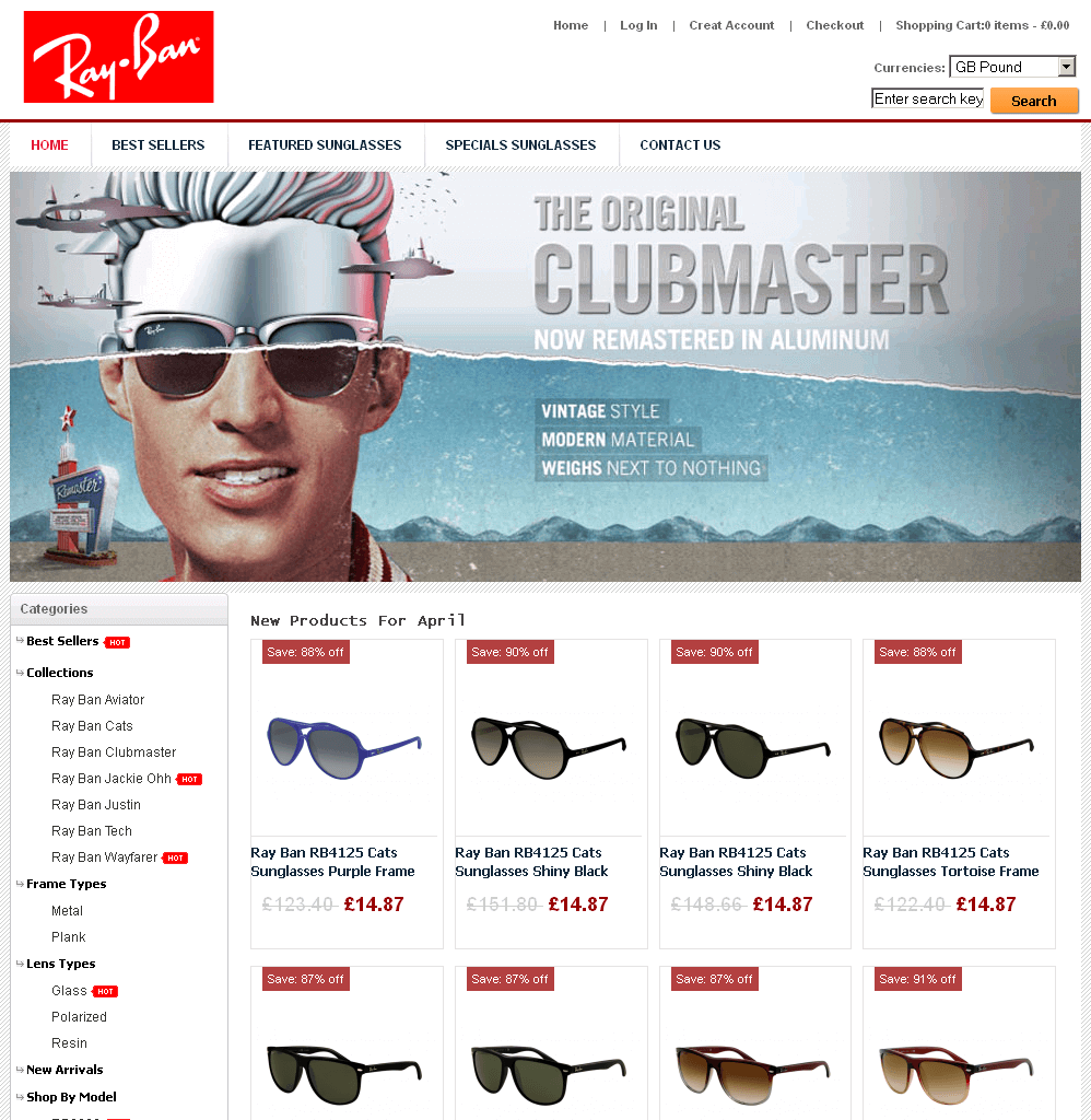 Screenshot einer Ray-Ban Webshop Kopie Screenshot einer Ray-Ban Webshop Kopie