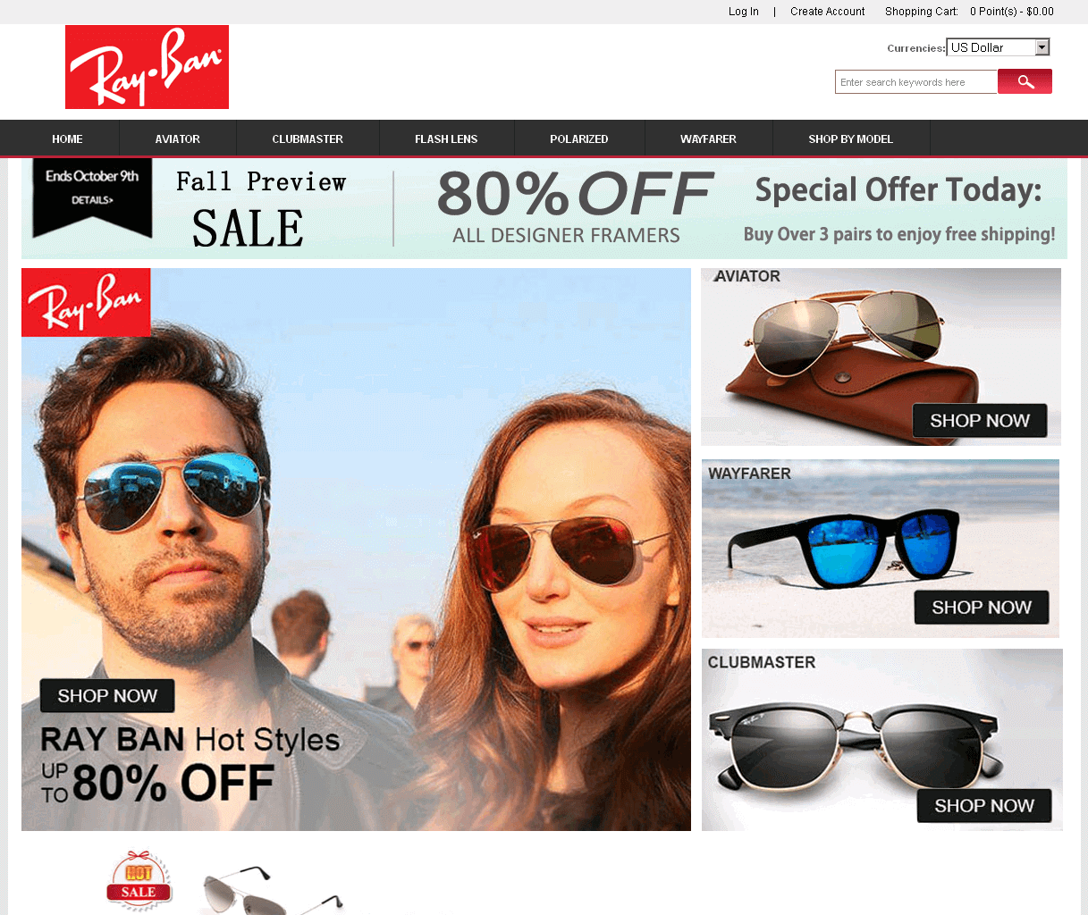 Screenshot einer Ray-Ban Webshop Kopie Screenshot einer Ray-Ban Webshop Kopie