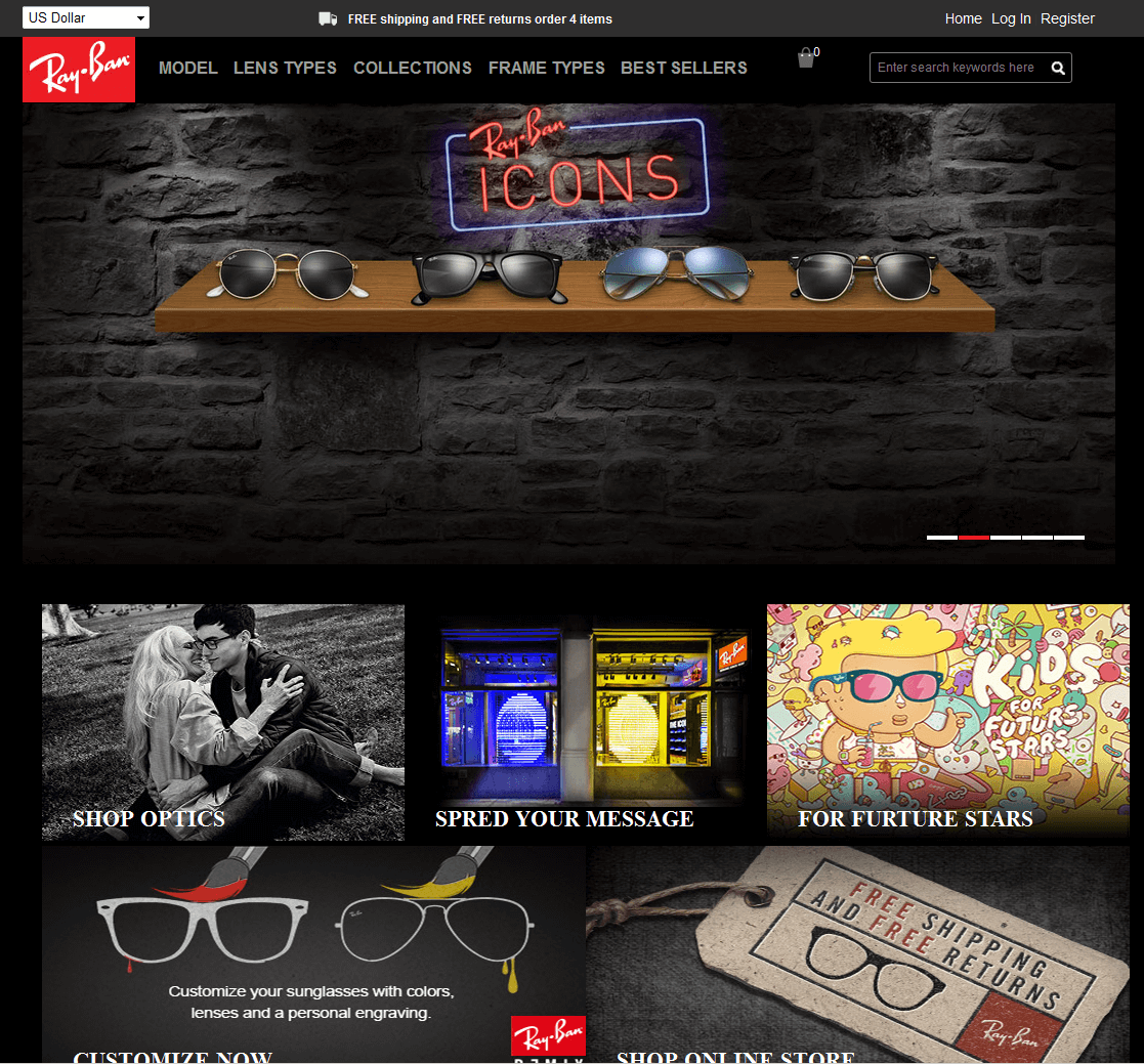 Screenshot einer Ray-Ban Webshop Kopie Screenshot einer Ray-Ban Webshop Kopie