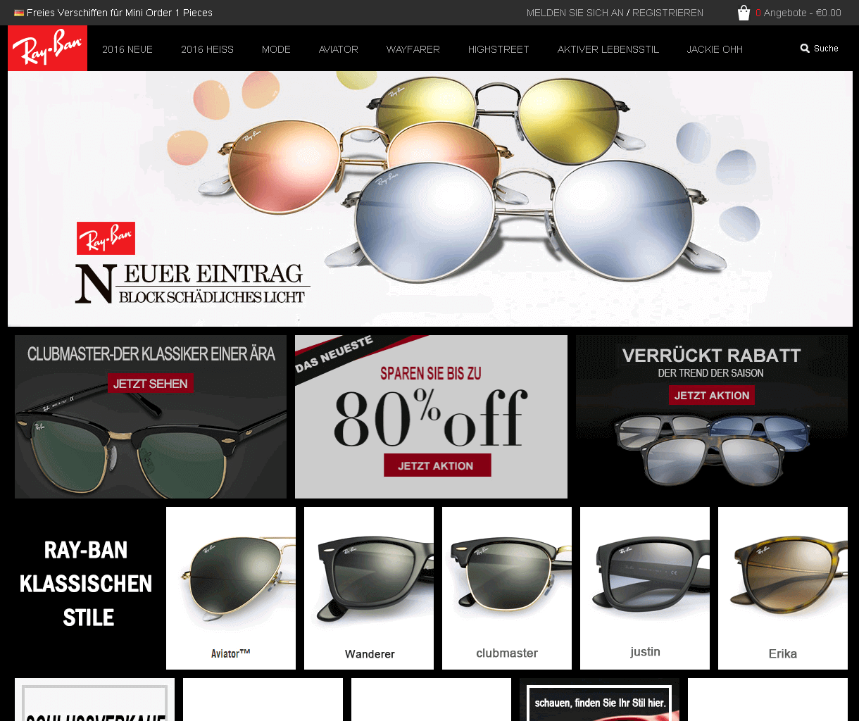 Screenshot einer Ray-Ban Webshop Kopie Screenshot einer Ray-Ban Webshop Kopie