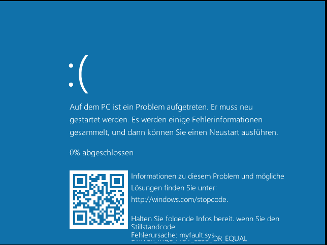 Ein Blue Screen of Death unter Windows 10