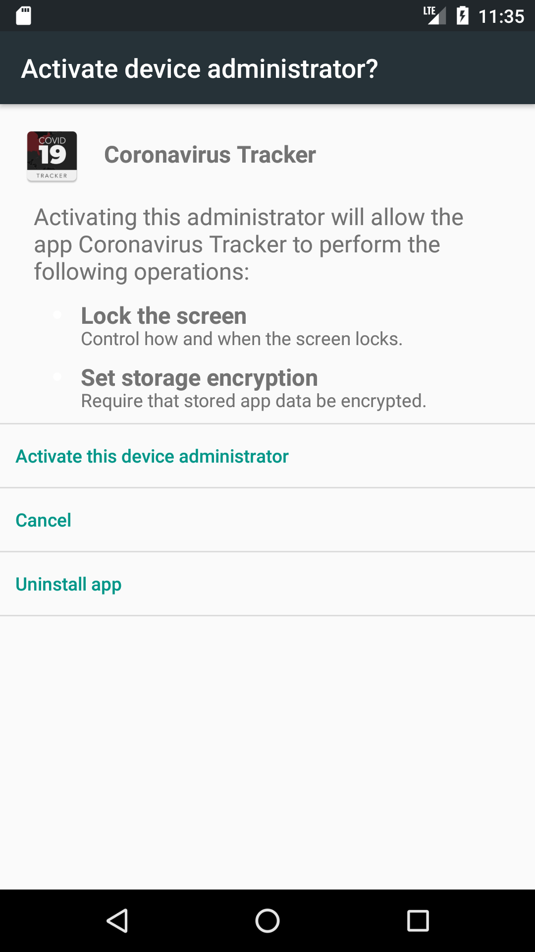 Die Geräteadministrator-Funktion räumt einer App weitgehende Rechte auf dem Gerät ein - zum Beispiel, das Gerät auch zu sperren (Anklicken für größere Ansicht).