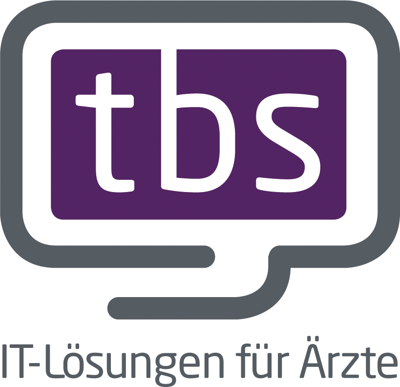 Logo des Systemhauses tbs. weisßeBuchstaben auf lia Untergrund.